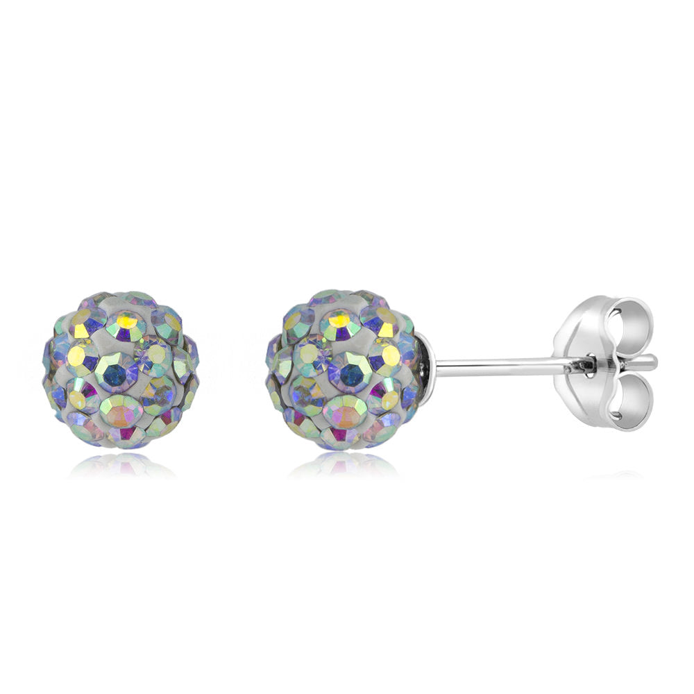 Sterling Silver 6mm Jet Black Crystal Ball Stud Earrings Image 3