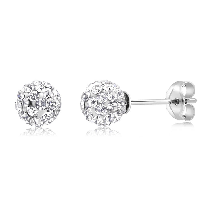 Sterling Silver 6mm Jet Black Crystal Ball Stud Earrings Image 4