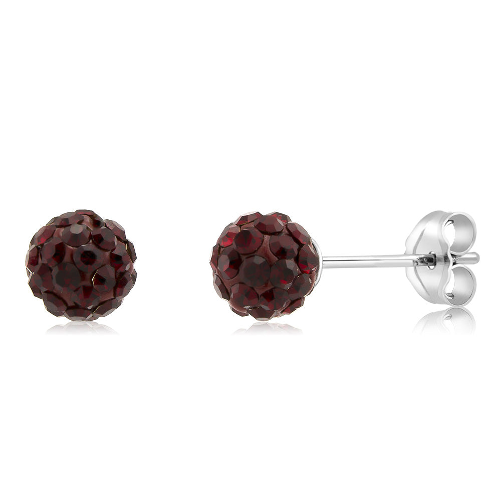 Sterling Silver 6mm Jet Black Crystal Ball Stud Earrings Image 4