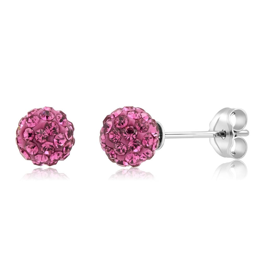 Sterling Silver 6mm Jet Black Crystal Ball Stud Earrings Image 6