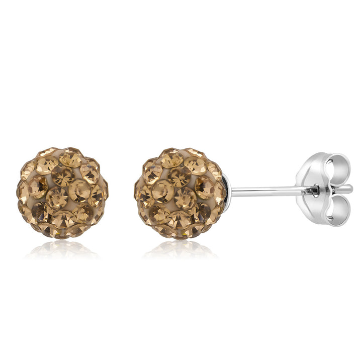 Sterling Silver 6mm Peridot Crystal Ball Stud Earrings Image 2