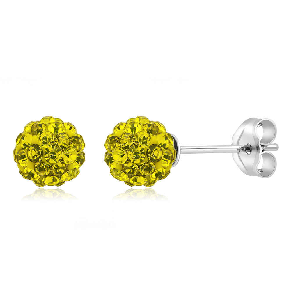 Sterling Silver 6mm Peridot Crystal Ball Stud Earrings Image 1