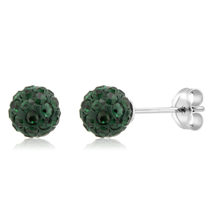 Sterling Silver 6mm Peridot Crystal Ball Stud Earrings Image 1