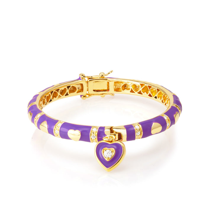 Gold Plated 42mm Enamel Heart Kids Bangle Image 4