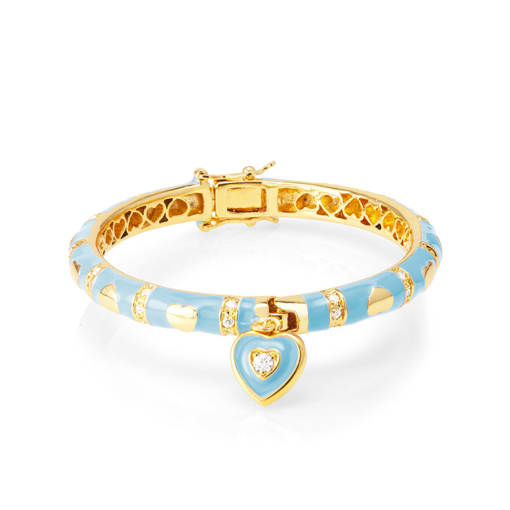 Gold Plated 42mm Enamel Heart Kids Bangle Image 4