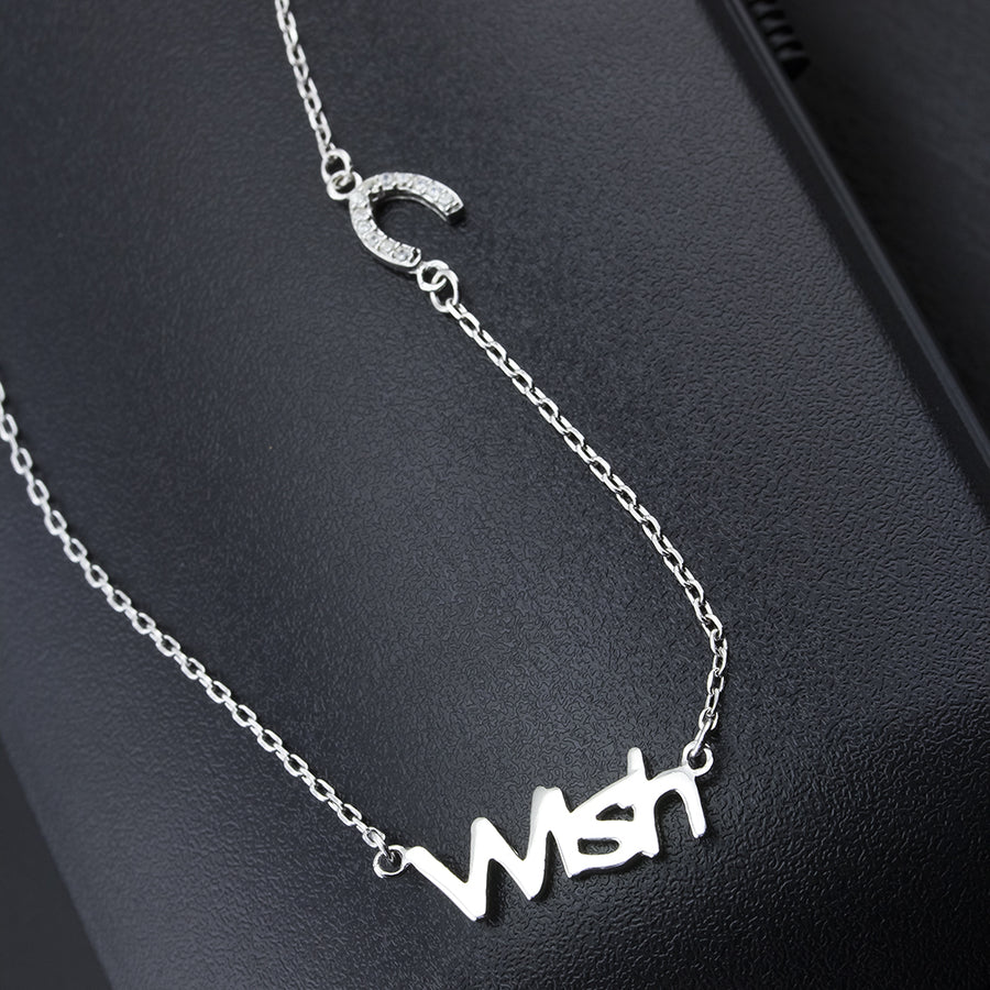 Sterling Silver CZ Wishbone Wish Necklace Image 1