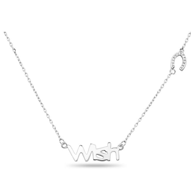 Sterling Silver CZ Wishbone Wish Necklace Image 2