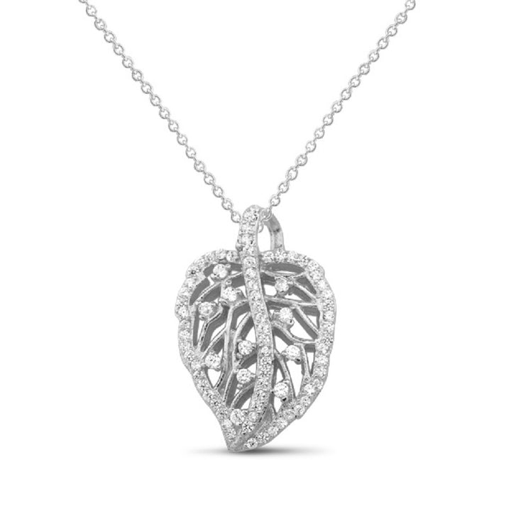 Sterling Silver CZ Leaf Necklace Image 1