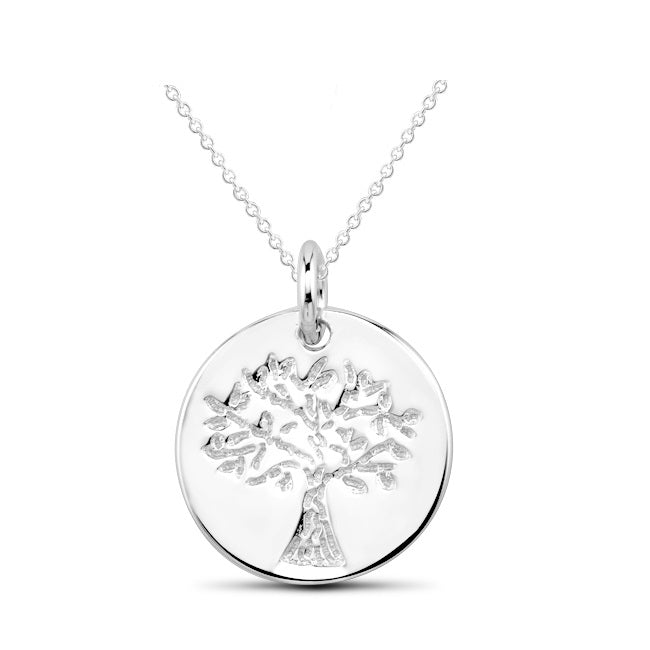 Sterling Silver Tree of Life Disc Necklace Image 1