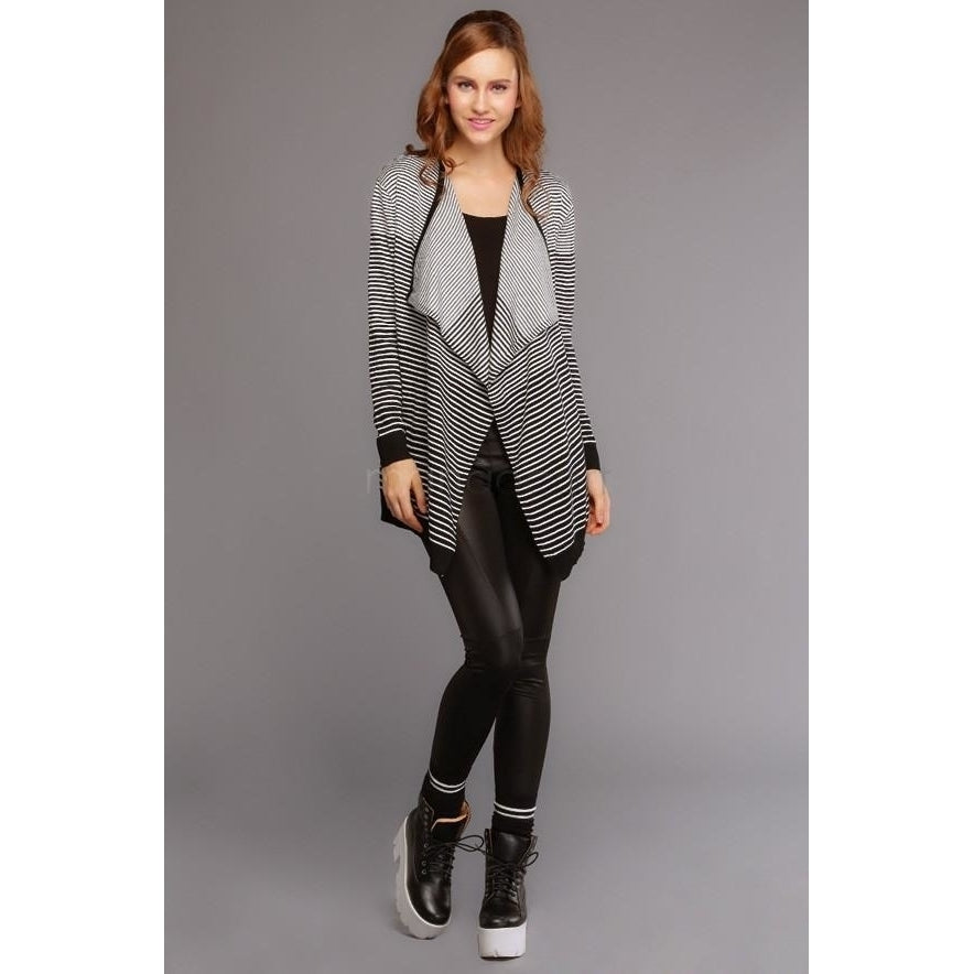 Fall Long Sleeve Stripe Coat Slim Jacket Outwear Coat Image 1