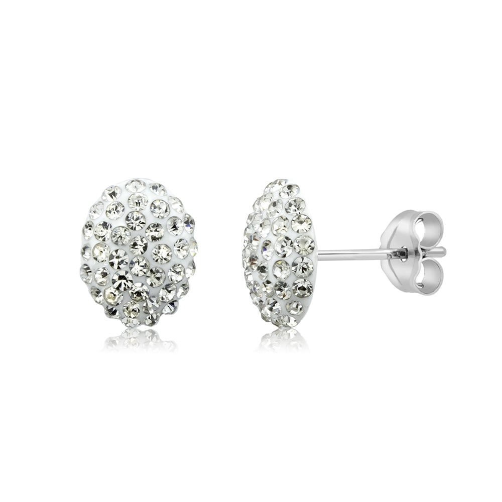 Sterling Silver 10mm Oval Black Crystal Stud Earrings Image 4