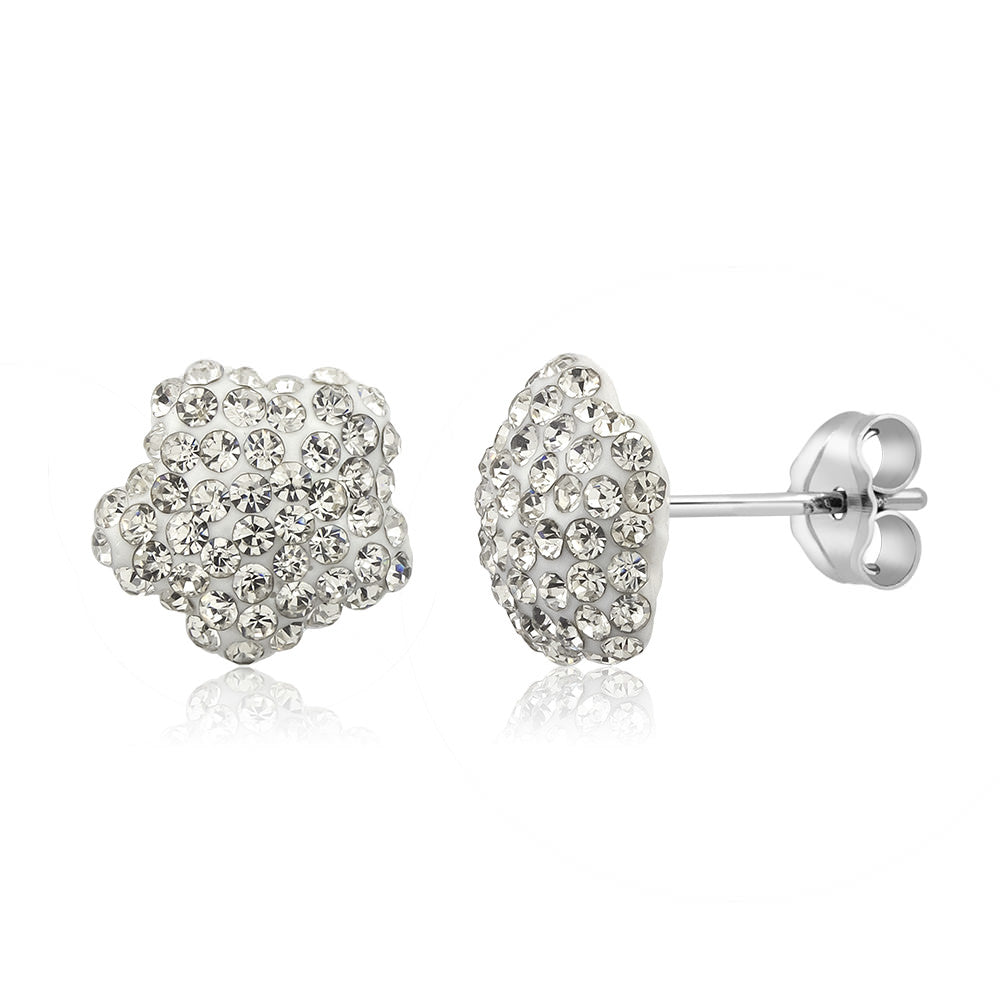 Sterling Silver 10mm Flower Jet Black Crystal Stud Earrings Image 4