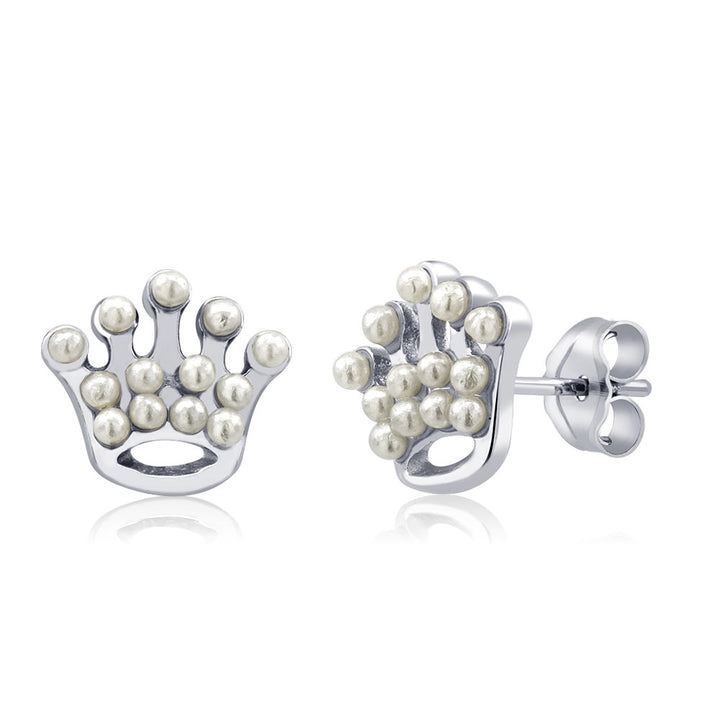 Sterling Silver Crown Freshwater Pearls Stud Earrings Image 1