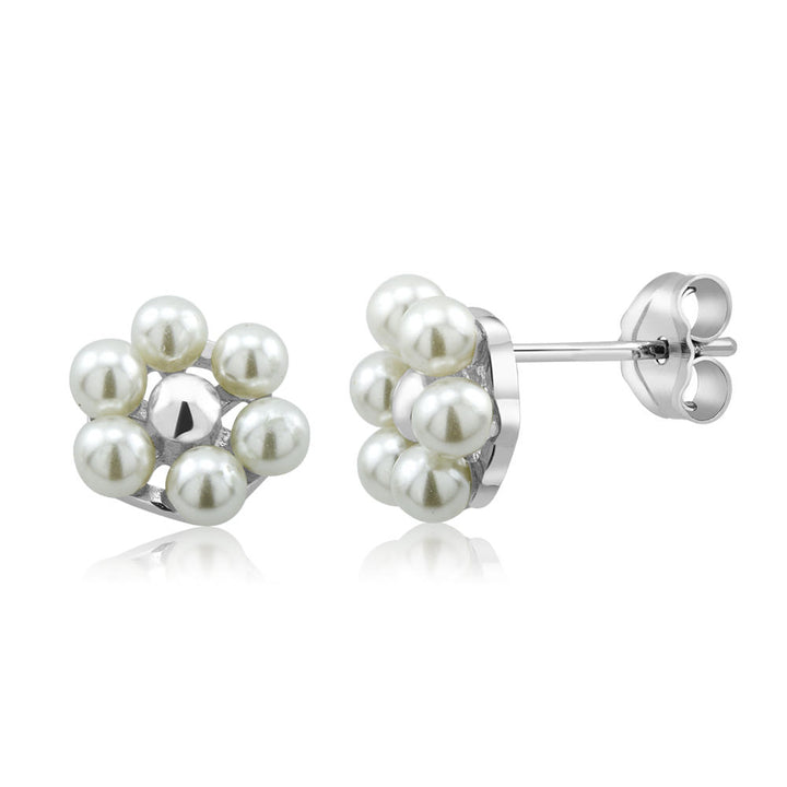 Sterling Silver Flower Freshwater Pearls Stud Earrings Image 1