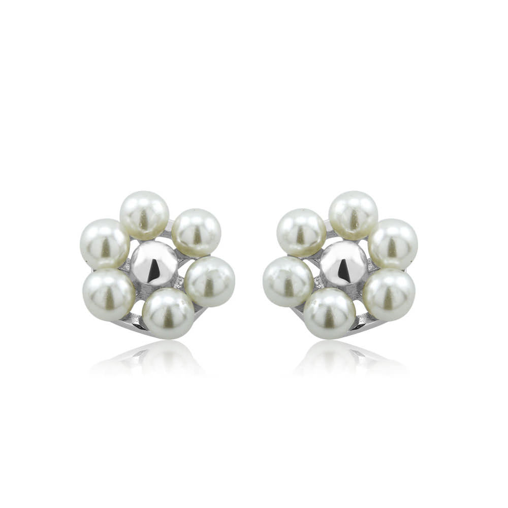 Sterling Silver Flower Freshwater Pearls Stud Earrings Image 3