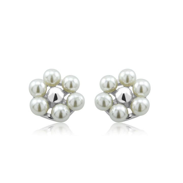 Sterling Silver Flower Freshwater Pearls Stud Earrings Image 3