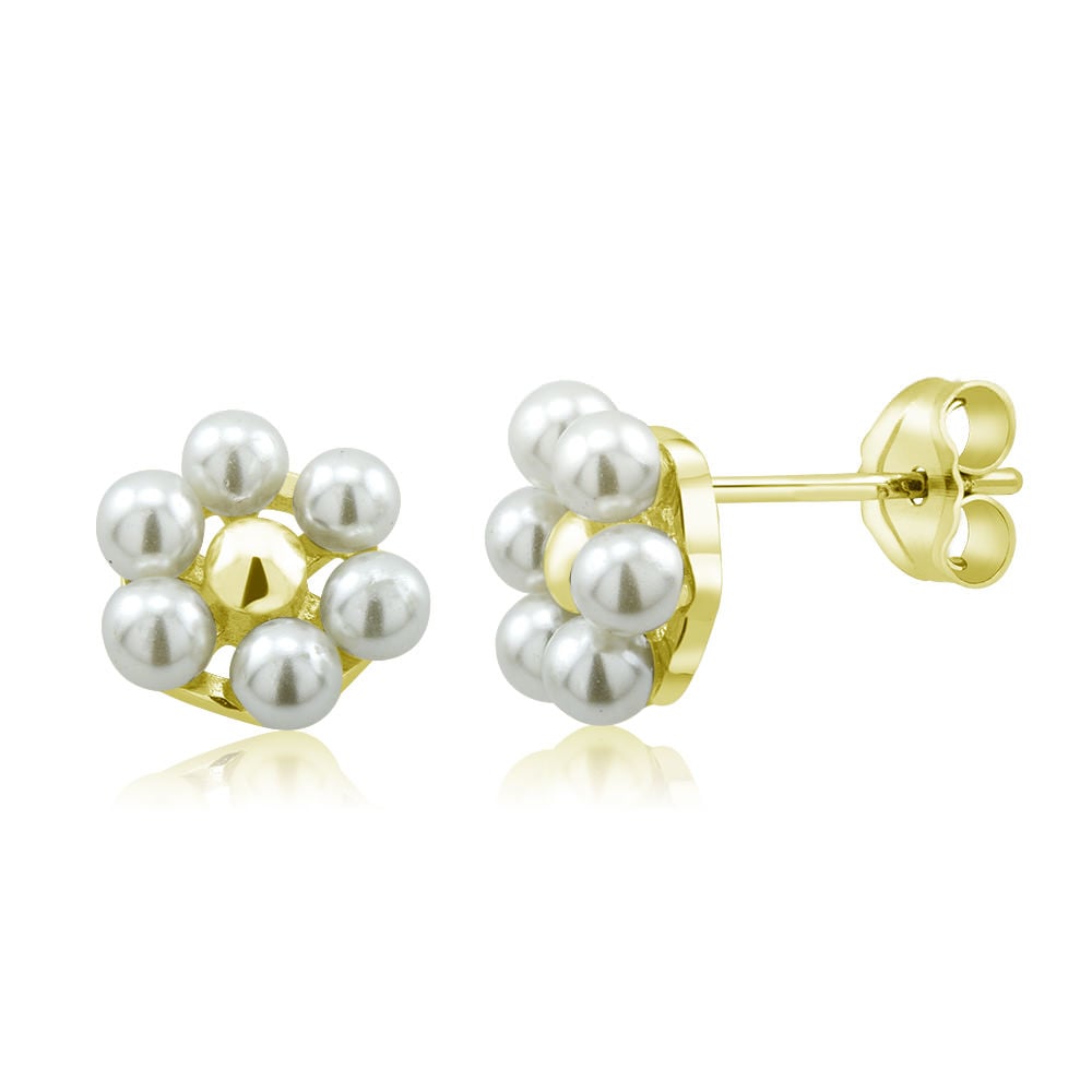 Sterling Silver Flower Freshwater Pearls Stud Earrings Image 2