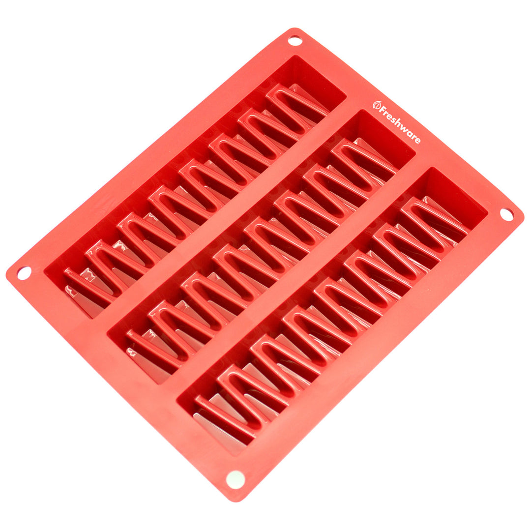 Freshware Silicone MoldChocolate Mold for Chocolate BarsProtein Bars and Energy BarsTobleroneBreak-Apart3-Cavity Image 2