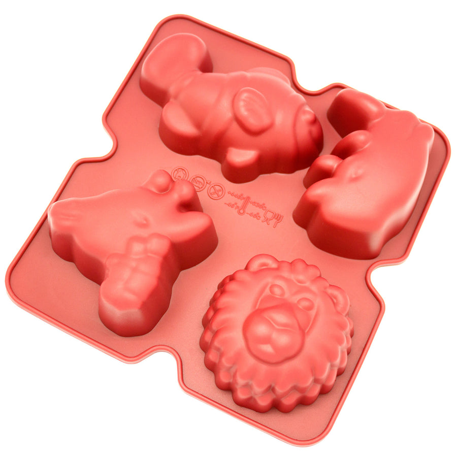 Freshware Silicone Mold, Soap Mold for Pudding, Muffin, Cupcake, Cheesecake and Soap, Lion, Giraffe, Rhino and Fish, Image 1