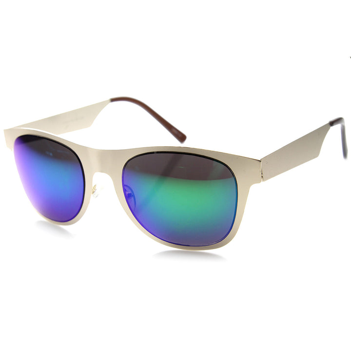 Retro Metal Flat Horned Rim Mirror Lenses Sunglasses 9735 Image 3