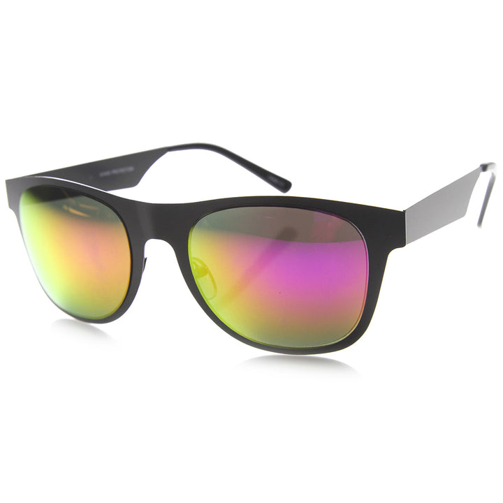 Retro Metal Flat Horned Rim Mirror Lenses Sunglasses 9735 Image 4