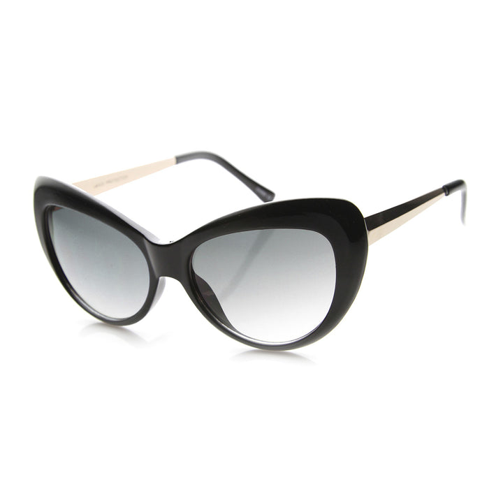 Womens Oversized Mod Fashion Metal Temple Oval Cat Eye Sunglasses 9796 Image 1