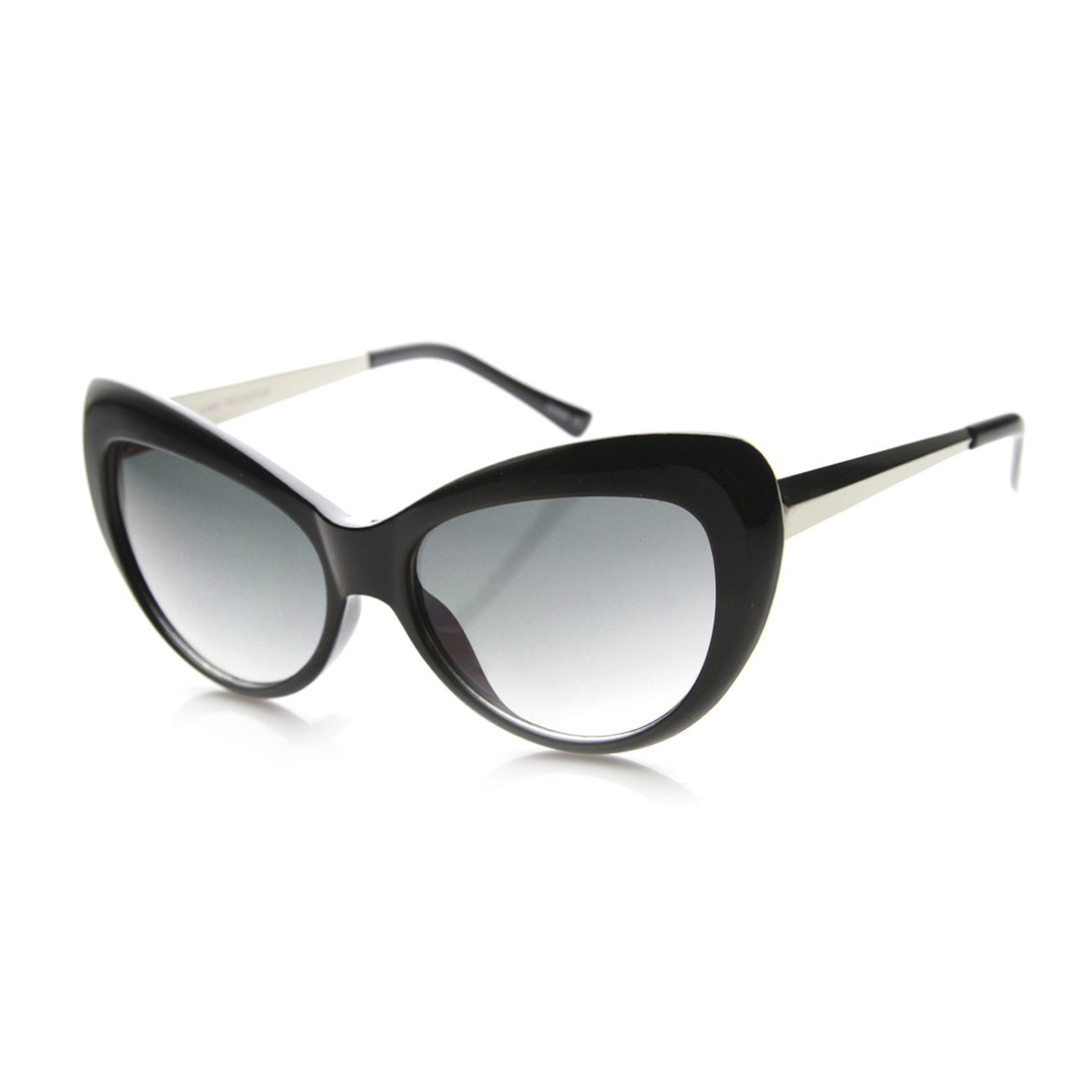 Womens Oversized Mod Fashion Metal Temple Oval Cat Eye Sunglasses 9796 Image 3