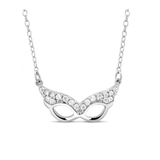 Sterling Silver CZ Masquerade Mask Necklace Image 1