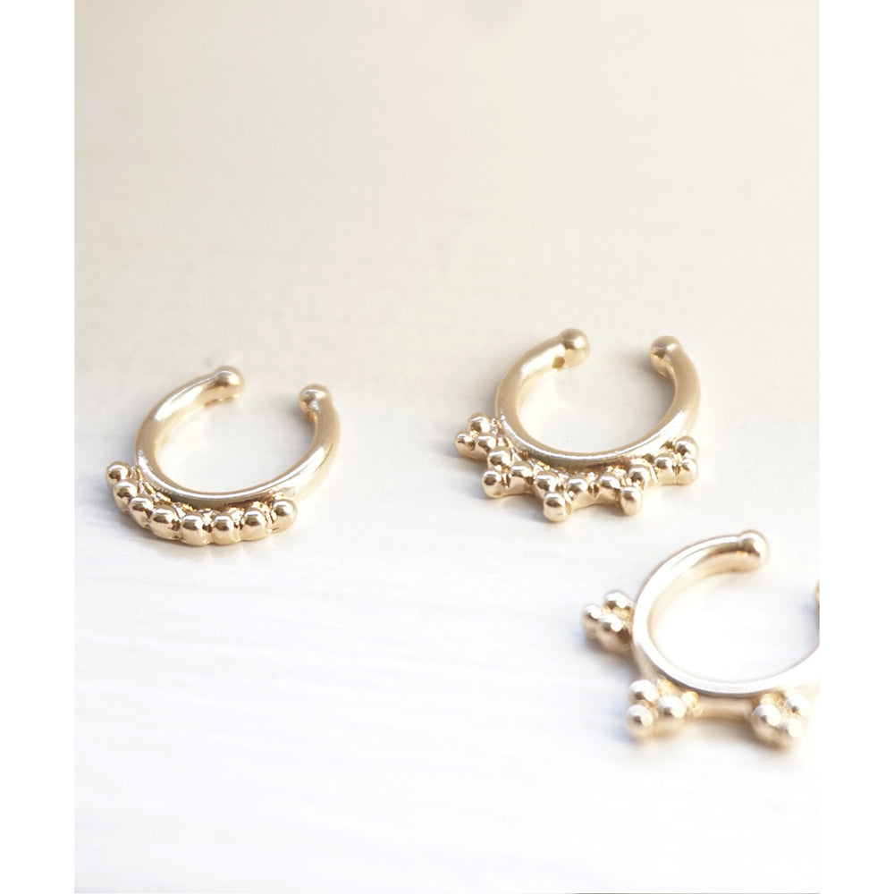 Gold Champagne Bubbles Faux Septum Clip On Nose Ring Hanger SET OF THREE Image 2