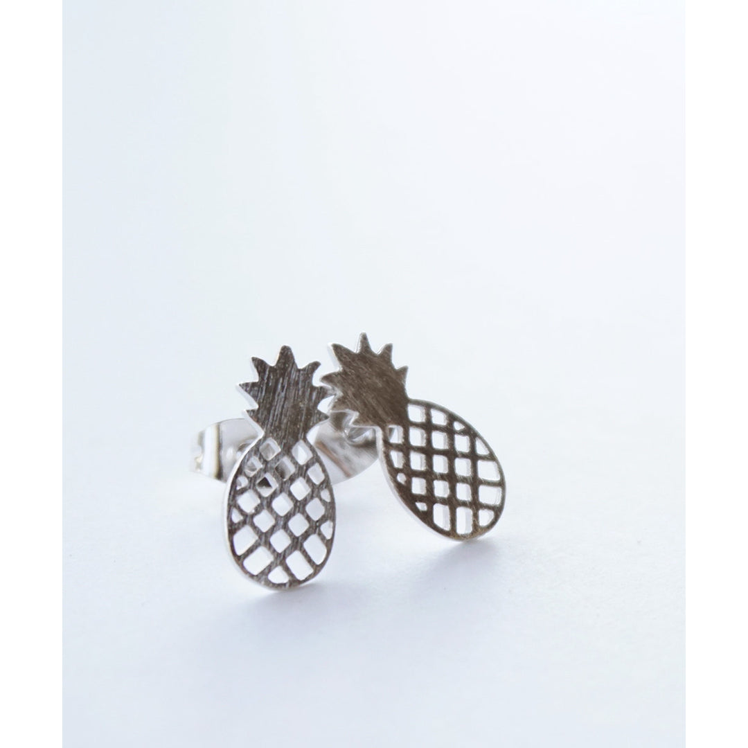 Cute Little Pineapple Stud Cut Out Earrings Simple Fun Fruit Minimal Hipster Earrings Image 4