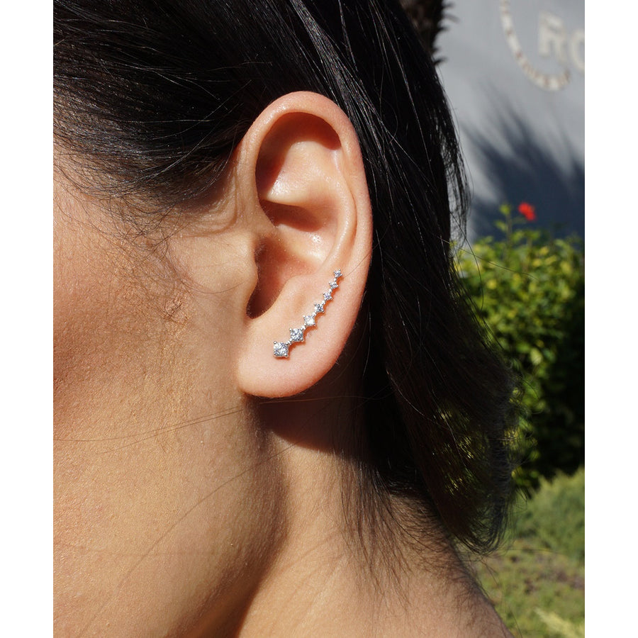 Sterling Silver 925 Comet Ear CuffEar JacketEar ClimberWith Zircon Crystals Bridesmaids Gift Idea Image 1
