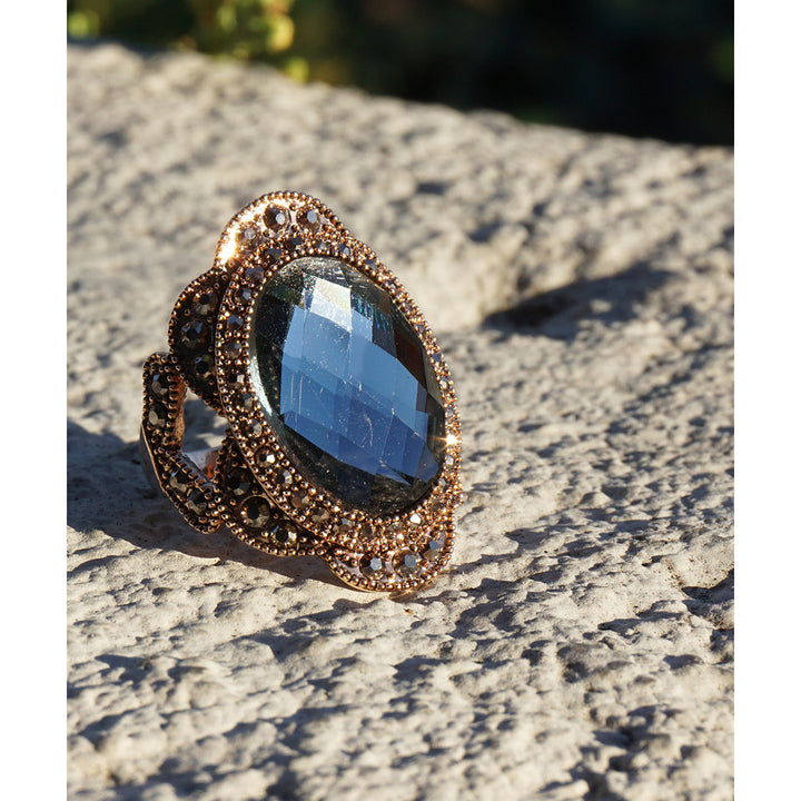 Ideas Vintage Inspired Rose Gold-Plated Countess Statement Ring with Pave Gray Crystal Stones Image 1