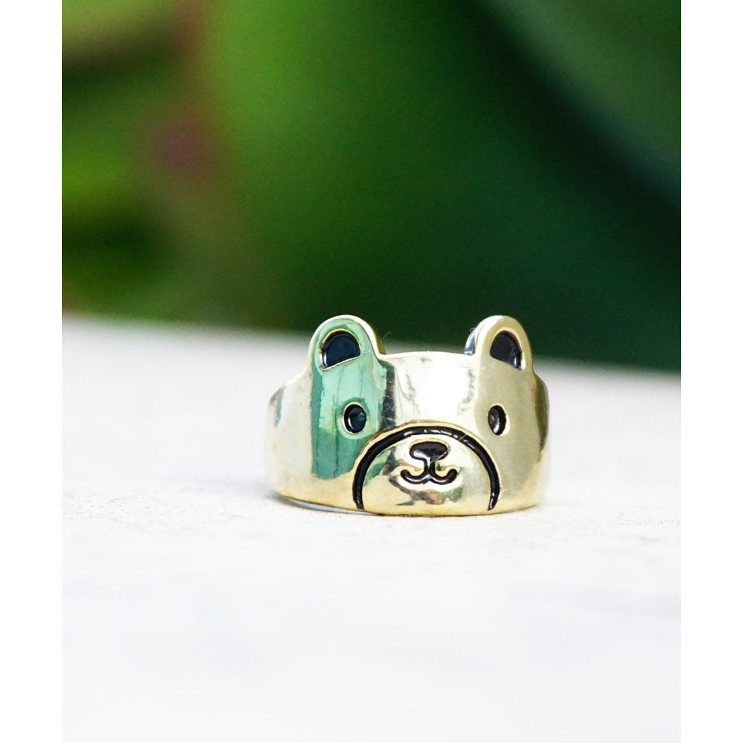 Cute Little Gold Tone Bear Animal Ring Image 1