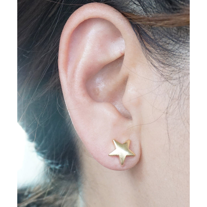 Gold or Silver Star and Ball Double Sided Stud Earrings Back to School Gift Idea Image 4