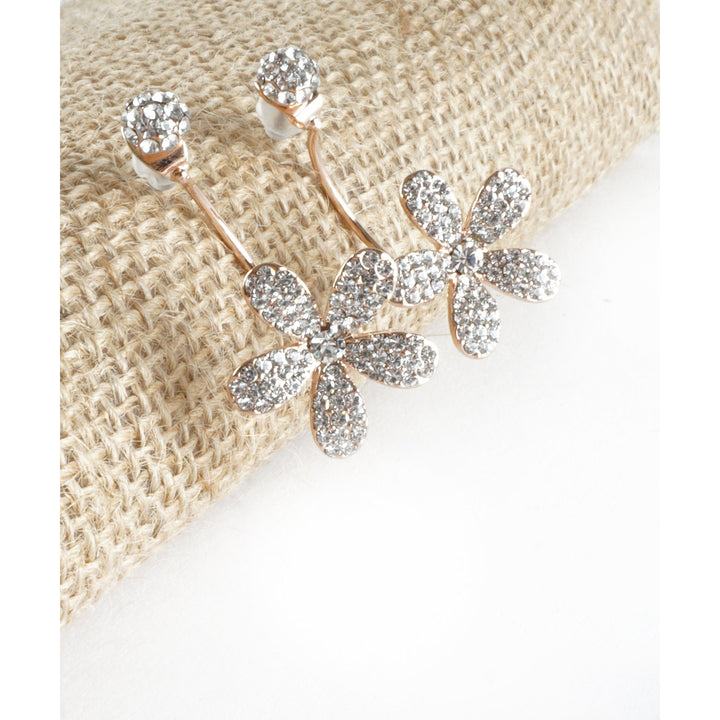 Daisy Peekaboo Flower Stud Earrings With Zirconia Crystals Image 2