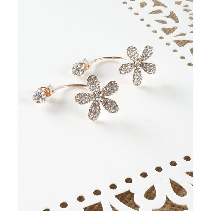 Daisy Peekaboo Flower Stud Earrings With Zirconia Crystals Image 3