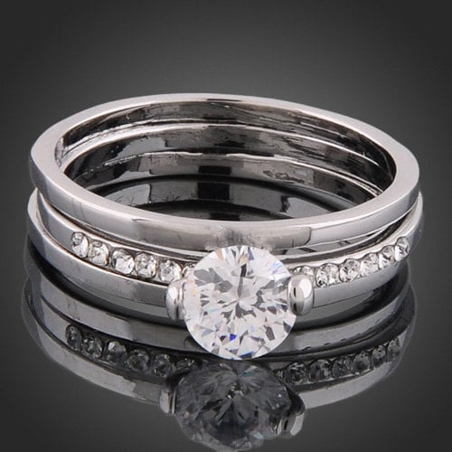 Classic Solitaire Round Engagement Style Fashion Ring With Pave Setting And Matching Removable Band Image 3