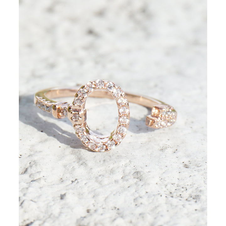 Key To My Heart Dainty Thin Rose Gold Open Key Pave Crystals Rhinestones Lovely Ring Image 1