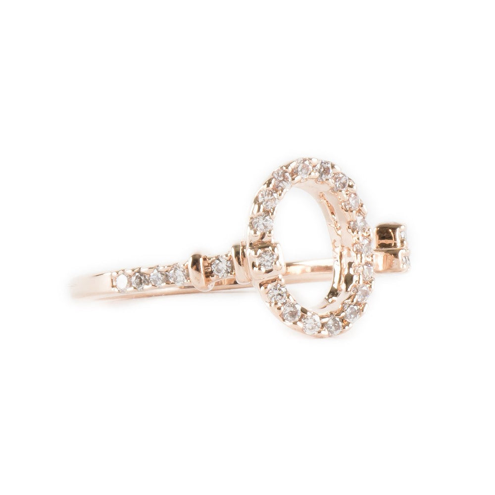 Key To My Heart Dainty Thin Rose Gold Open Key Pave Crystals Rhinestones Lovely Ring Image 2