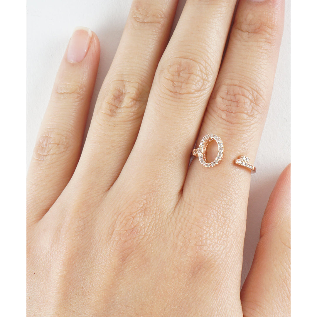 Key To My Heart Dainty Thin Rose Gold Open Key Pave Crystals Rhinestones Lovely Ring Image 3