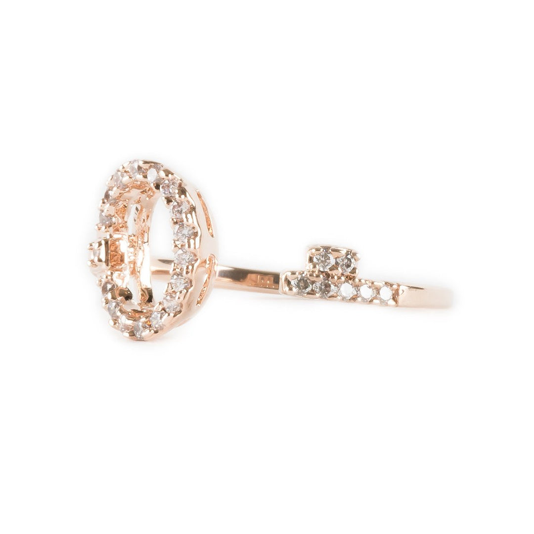 Key To My Heart Dainty Thin Rose Gold Open Key Pave Crystals Rhinestones Lovely Ring Image 4