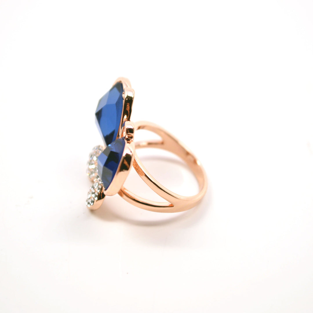 Hand-Made Butterfly-Shaped Rose Gold Plated Sapphire Fashion Ring Image 2