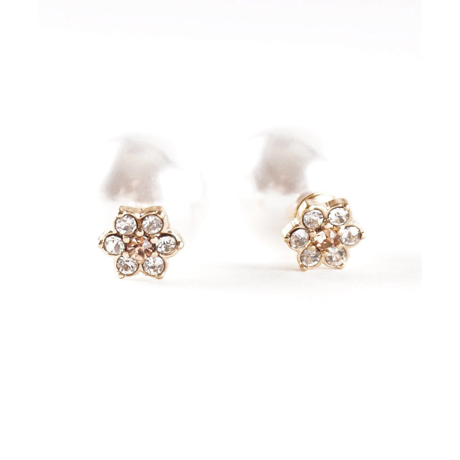 Double Sided Pearl and Flower Crystal Ear Jacket Earrings Image 1