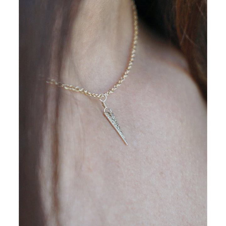 Simple Textured Gold Dagger Thin Chain Minimalist Layering Necklace Image 2