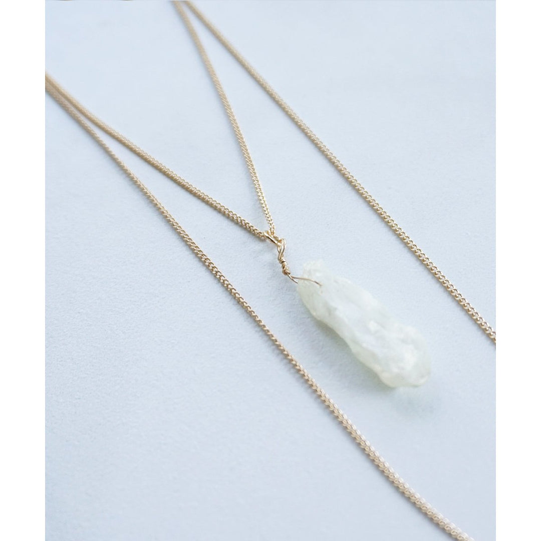 HOLIDAY CLEARANCE SALE! Layered Raw Quartz Crystal Gold Leaf Charm Long Pendant Layering Necklace Image 2