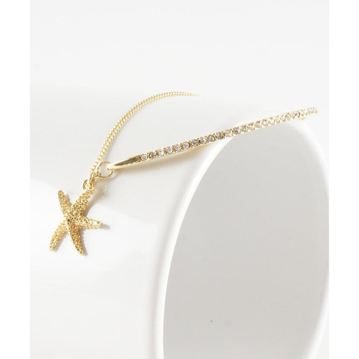 Starfish Charm Bracelet On Gold Toned Bracelet Dainty Fashion Jewelry Mothers Day Gift Idea Image 1