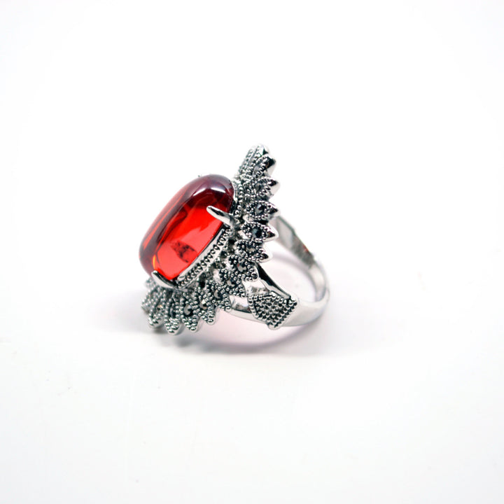 HOLIDAY CLEARANCE SALE! Antique Fire Red Gemstone and Crystal Jewelry Fashion Statement Glamour Ring Image 4