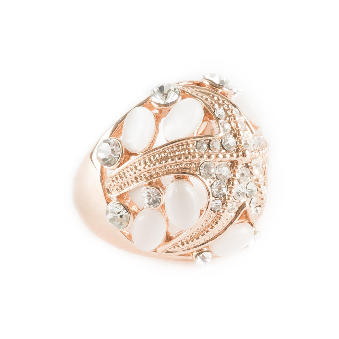 Ocean Starfish Rose Gold Plated Moonstone and Crystals Embellished Fashion Statement Ring Image 4