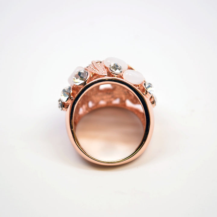 Ocean Starfish Rose Gold Plated Moonstone and Crystals Embellished Fashion Statement Ring Image 4