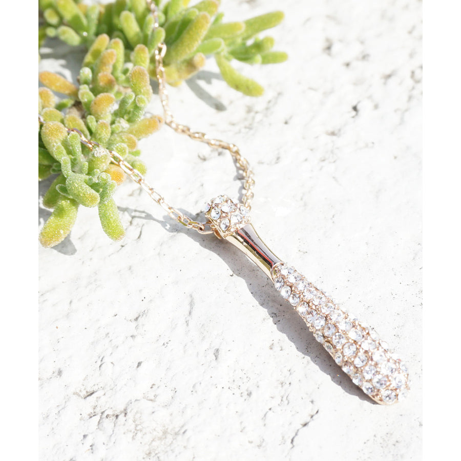 Simple Rose Gold Sparkling Crystals Encrusted Champagne Bottle Pendant Thin Chain Necklace Image 1